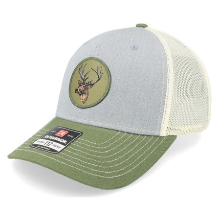 Hunter - Grå trucker Keps - Deer Patch 112 Heather Grey/Birch/Olive Trucker @ Hatstore