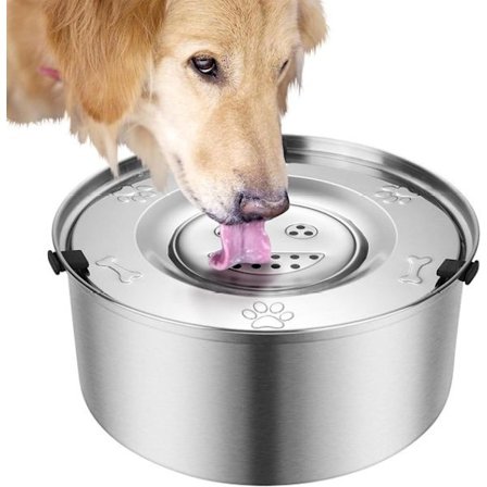 ING 3-liters stor kapacitet drikkeskål i rustfrit stål til langsom drikning – ingen dryp, ingen spild