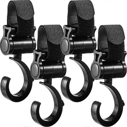 4 stk. Klips for barnevogn, kroker, henger, bleievesker, krok for baby, multifunksjonell handlepose, shoppingtilbehør