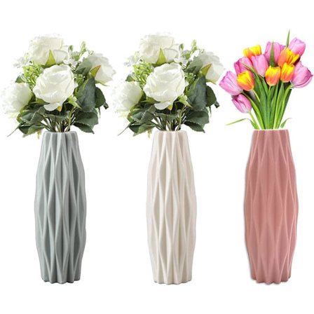 Sæt af 3 Plastik Vaser i Elegant Design - Moderne Dekorative Plastik