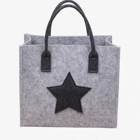 (pow yeah!) Filt taske Kvalitetsfilt taske Stjerne Shopping taske Håndtaske Håndtag Taske Forskellige Størrelser (Lysegrå Stor - Stor) 42x24cm H.33/
