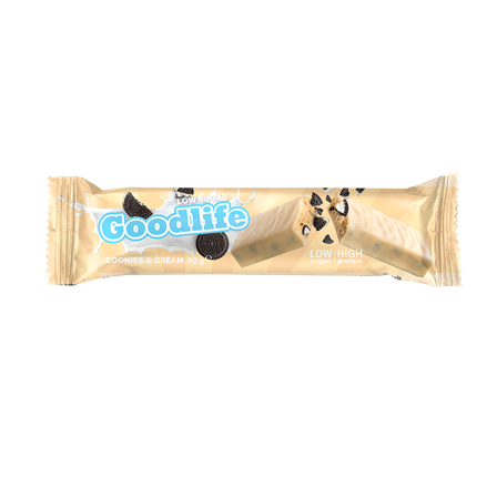 Proteinbars Goodlife Proteinbar Low Sugar 50 g, Cookies & Cream - Bodyman.dk