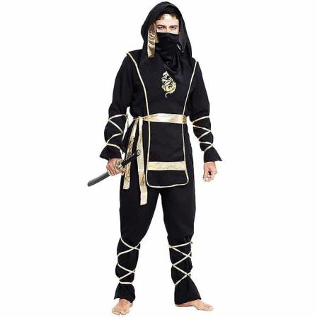 Halloween Carnival Voksen Mænd Ninja Cosplay Kostume Sæt Dolk Dart Sword 170-180 cm Højde Forældre-barn Beklædning Adult 2