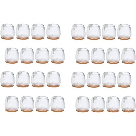 IC 32 stycken silikonkuddar för möbelstolar Stol Benskydd Stol Benskydd Gummi Stol Benskydd Runda benskydd, 17-21MM (transparent)