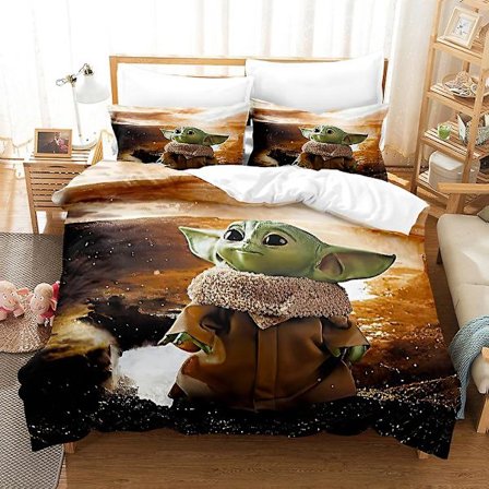 Mas4 Master Yoda 3D-tryckt Sängklädesset Påslakan Örngott Barnpresent