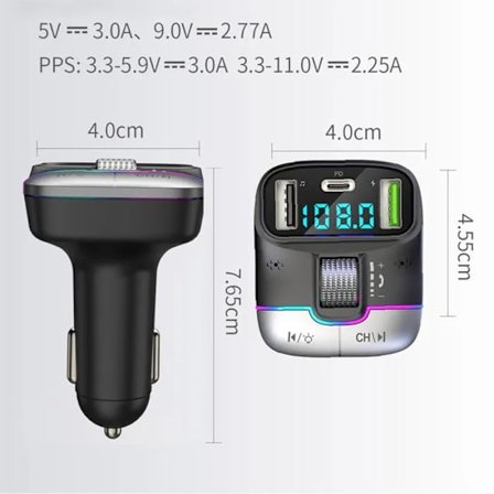 Bluetooth MP3-spelare med snabbladdning och handsfree-ljudkvalitet för bil [D]