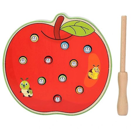Apple Shaped Magnetic Catch Worms Game for Kids Educational Toys