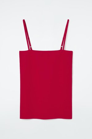 COS Women's Ribbstickad Bandeau Topp Med Axelband in Röd