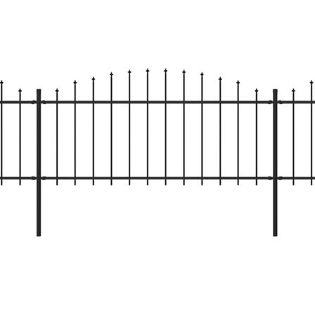 Vidaxl Trädgårdsstaket Med Spjuttopp Stål (0,5-0,75)x10,2 M Svar Svart