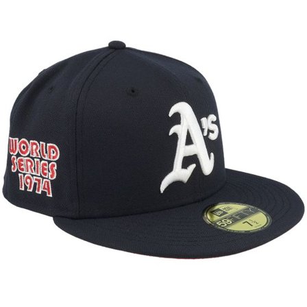 New Era - MLB Blå fitted Keps - Oakland Athletics Midnight Wine 59FIFTY 74 World Series Navy/White/Red Fitted @ Hatstore
