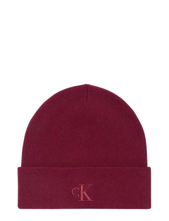 Calvin Klein Ck Fine Rib Beanie - Burgundy - ONE SIZE