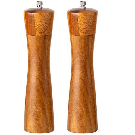 Pepperkvern i tre, krydderkvern, tre, 2 stk salt pepperkvernsett med
