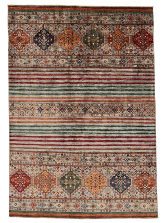 179X252 Tapis Shabargan Moderne Marron/Rouge Foncé (Laine, Afghanistan) Carpetvista
