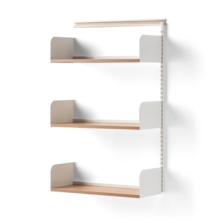 Wandregal SHAPE, Erweiterungsmodul, 1237 x 800 x 300 mm, Laminat weiß/Eiche