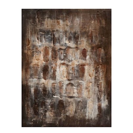 Terryn Earth -maalaus, koristeellinen, 90 x 120 x 4 cm, kangas, ruskea, beige, harmaa, puu