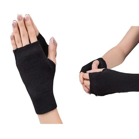 Grå och svarta damhandskar utan fingrar, fleece, varma vinterhandskar, unisex, halvfingerhandskar, tjocka herrhandskar utan fingrar, för cykling, 