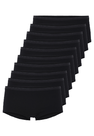 Decoy Ekologisk Bomull, Hipster Trosar, 10-pack, Svart Badkläder Dam S