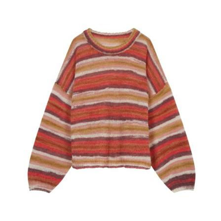 Leon & Harper Mona Stripes Sweater Rød, Dame