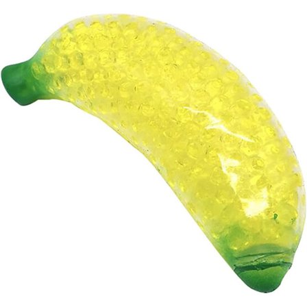 En bananformet stressbold med frugtformede perler - Stressbold