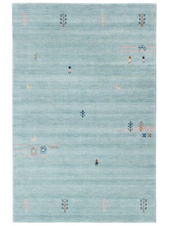 Liten Gabbeh Landscape Matta - Ljusblå 140X200 Ull, I Modern Stil