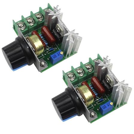 2 stk hastighetsregulator for vekselstrømsmotor AC 220v 2000w Tyristor motorhastighetskontroll justerbar effekt Co