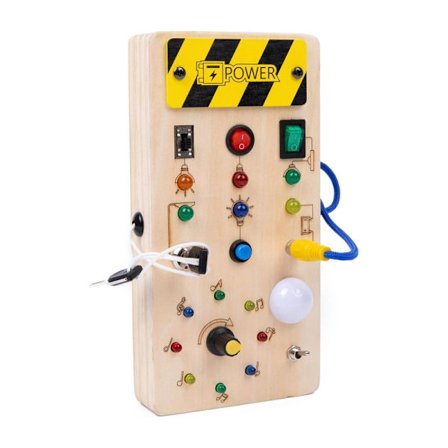 Montessori Aktivitetsleke for Småbarn, Sensorisk Trebrett for Babyer med Bryter, Sensorisk Leke, Bryterleke, Reiseleke, Barnebursdags- og Julegave