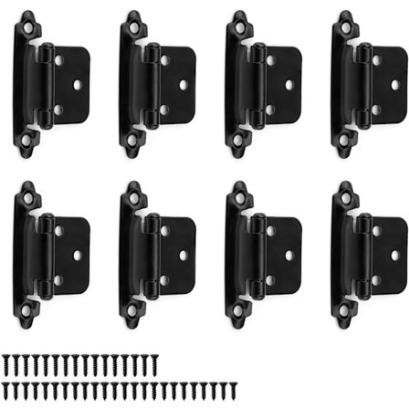 8 Stykker Metallhengsler, Svarte Dørhengsler Tykkelse 1,5 mm, Skapdørhengsler med 40 Skruer, Egnet for Faste Dører, Inngangsdører, Soveromsdør