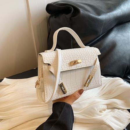 Fransk specialdesignet stenmønstret taske til kvinder - 2024 forår - ny tekstureret håndtaske - retro fashion skuldertaske White