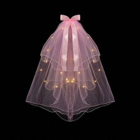 Glow Wedding Veil Bowknot Pearl Veil PINK WARM VAALEA PINK WARM