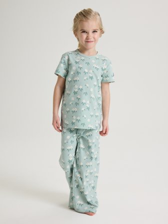 Kortermet pyjamas blomster - 98|104 - barneklær - green - Polarn O. Pyret