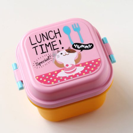 Tecknad hälsosam plastmatlåda Mikrovågsugn Lunch Bento Bo Rosa one size