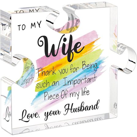 Gaver til kone - Akrylplakette Gaver til kone Fødselsdag Thanksgiving Bryllupsdag Valentinsdag (12,7x10cm)