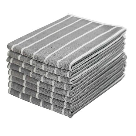 Set of 8 Bamboo and Microfiber Dish Towels, Lint-Free Kitchen Cloths, Cleaning Rags 65x45cm, Grey [db]