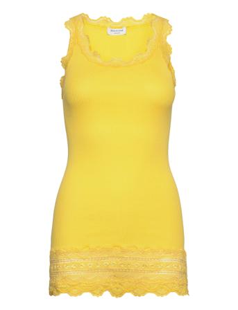 Silk Top W/ Lace T-shirts & Tops Sleeveless Gul Rosemunde*Betinget Tilbud