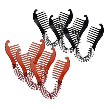 Flätade Banan Kammar, Hårförband, Bun, Frisyrer, Makeup, Håraccessoarer, Hårstilverktyg, Brun Svart (6 st)