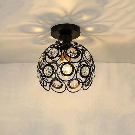 Modern och enkel LED-kristalltaklampa Skärm Lyxig Taklampa Skärm Kreativ Personlighet Balkong Hall Korridor Lampskärm Svart (utan