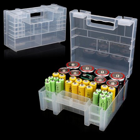 Plast Batteriboks Oppbevaringsboks Holder Organizer for AA AAA C