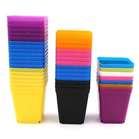 10 st färgglada plastkrukor små fyrkantiga krukor trädgårdstjock inomhus miniplanta kruka behållare