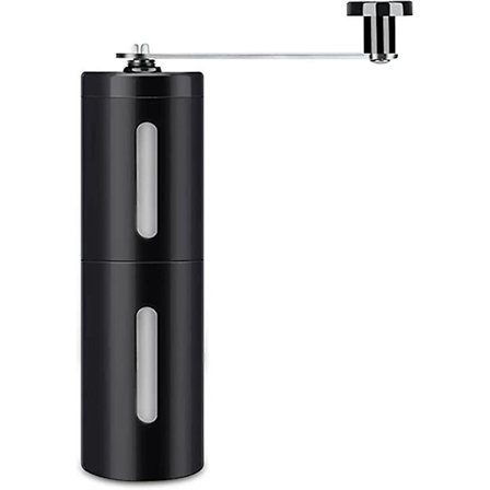 Manuell kaffekvern, håndkvern for bønner, rustfritt stål med grep, avtagbart håndsveiv for reise