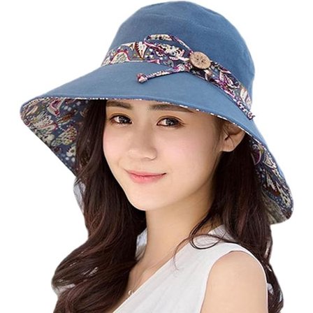 ING Aurinkohattu, Naisten Kaksipuolinen Leveälierinen, Kesäranta-aurinkohattu, Kokoontaitettava Naisten Aurinkohattu, Kaksipuolinen Nauha, Matka-