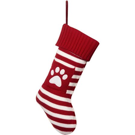 Julstrumpor - Hängande Julstrumpa Djur Tass Stor Kabelvirkad Strumpdekoration för Familj Semester Julfest (Röd)