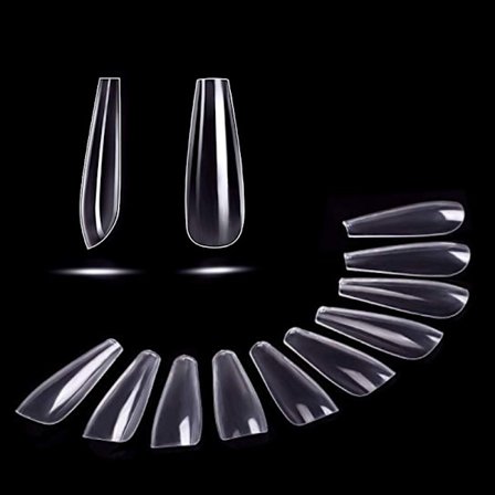 Långa Falska Naglar - Transparenta Akrylnaglar Kistaformade Ballerina Naglar