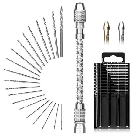 Master 21-delars Mini Borr-set, 0,3-1,6 mm Mikroborrar, Fräsar kompatibla DIY, Smycken, Trä, Harts