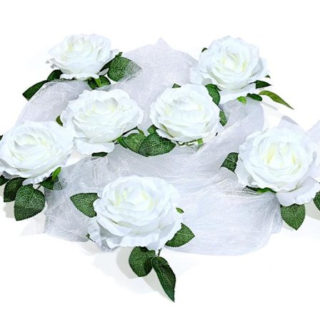 Kunstig blomsterbukett båndsett, bryllupsbilblomster bryllupsfestdekorasjon