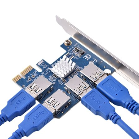 PCI-E till 4-portars PCI-E-förlängningskort PCI Express Riser-adapter USB3.0 för gruvdrift