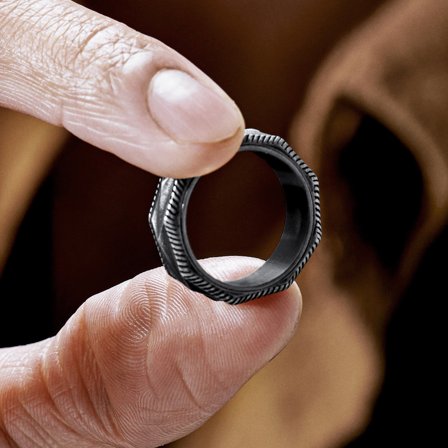 Anello Pearce Punctum Vintage nero per uomini - Anelli in acciaio