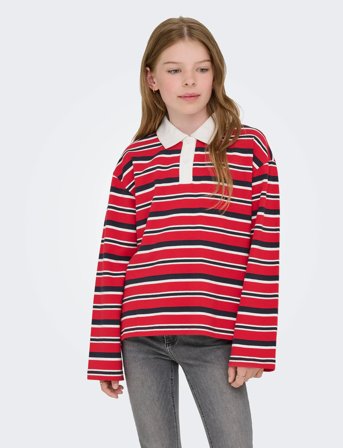 Kids Only Kogruby Life L/S Boxy Polo Shirt Jrs - Red - 158-164