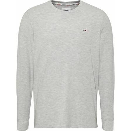 Tommy Jeans T-Shirt- TJM Regular FIT RIB L/S Jaspe , Grijs , Heren , Maat: L