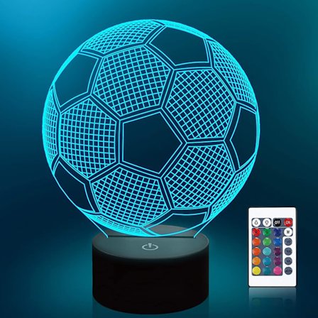 Wekity Soccer Night Lights For Kids 3d Illusion Football Lights 16 Led Remote Color Changing Touch Table Desk Lamps Decor Birthday Xmas Gifts Sports