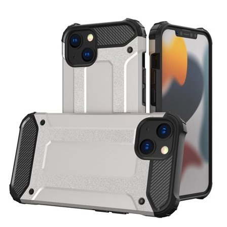 Hybrid Armor Case Tough Rugged Cover for iPhone 13 sølv